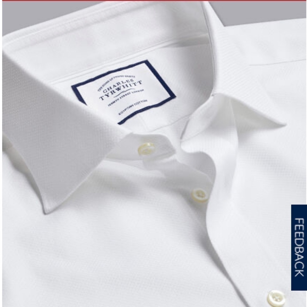 Semi-spread Collar Egyptian Cotton Link Weave Shirt - White